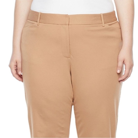 Liz Claiborne Pants Size 14 Emma Ankle Length Mid Rise signature Carmel - Picture 3 of 9
